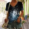 Summer New 3D Printed V-neck Comfortable Casual T-shirt Women's Top