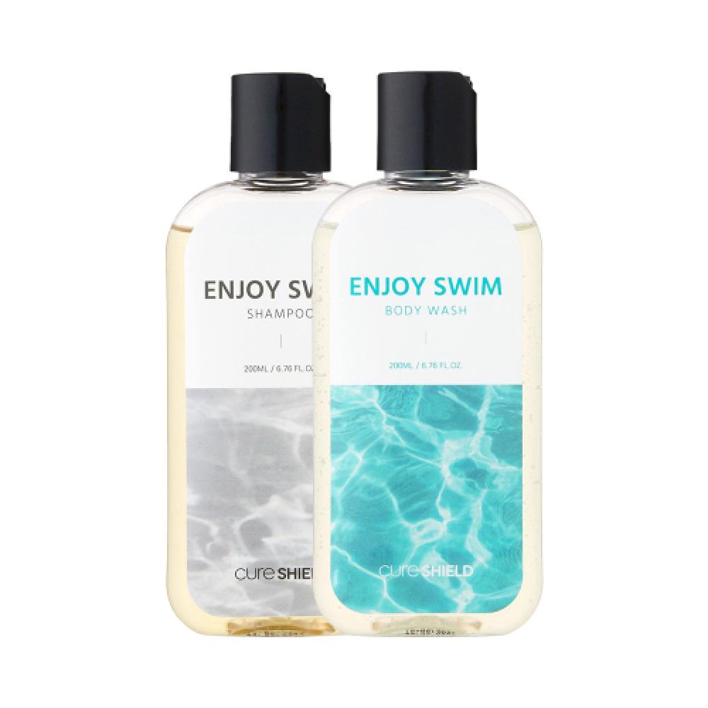 Cureshield Enjoy Swim Shampoo Body Wash Basic Set Pool Chlorine Odor Remover 200ml