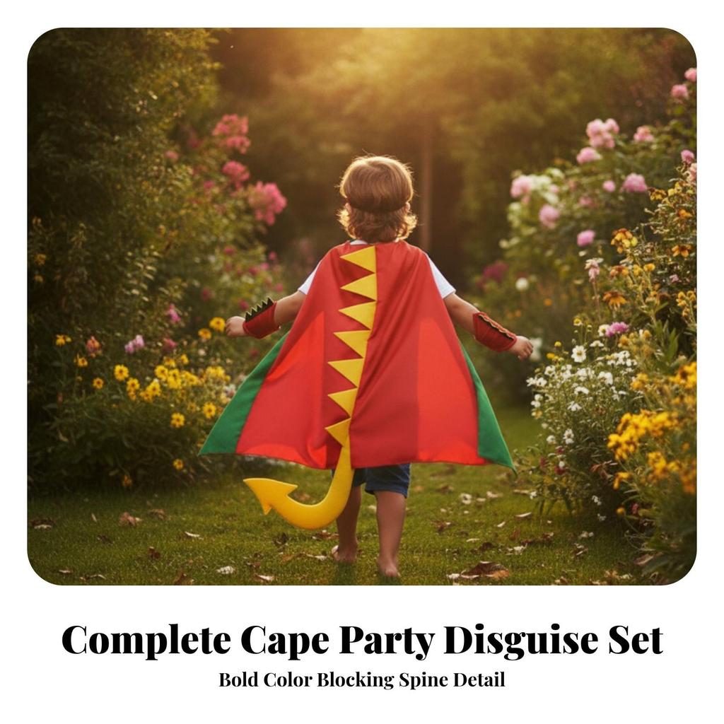 Dinosaur Costume Tail and Face Piece Set Lightweight for Theatrical Play, Kids