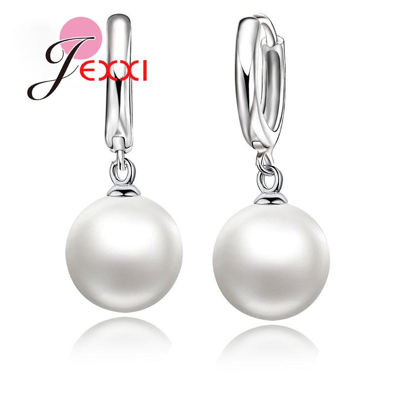 Elegant 925 Sterling Silver Pearl Drop Earrings For Women Girl Trendy Gifts Party Dangle Earings Brincos