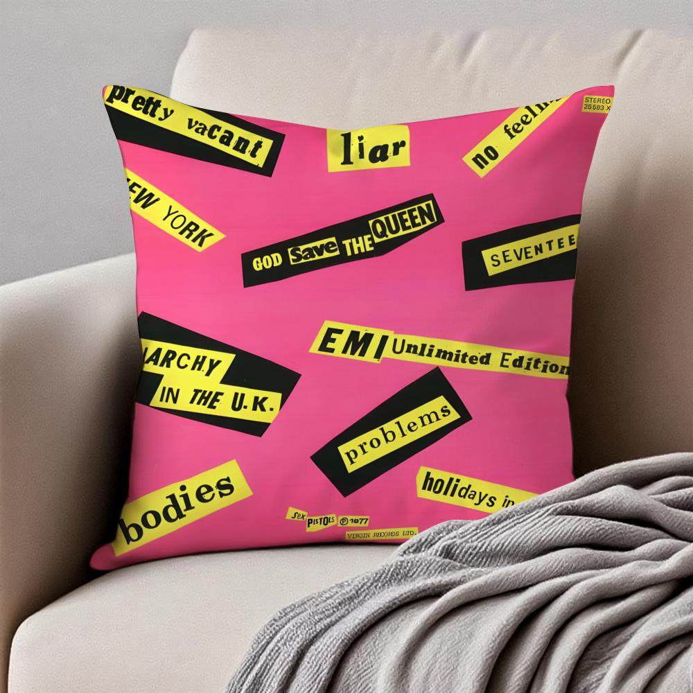 Punk British Rock Band SSex PPistols Cushion Cover Pillowcase Antidustmite Invisible Zipper Short Plush Sofa Cushion