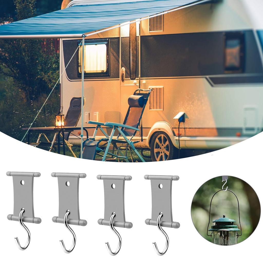 4/8 Pcs S Shaped Camping Awning Hooks Clips RV Tent Hangers Light Hangers With Holes For Caravan Camperb Accessories