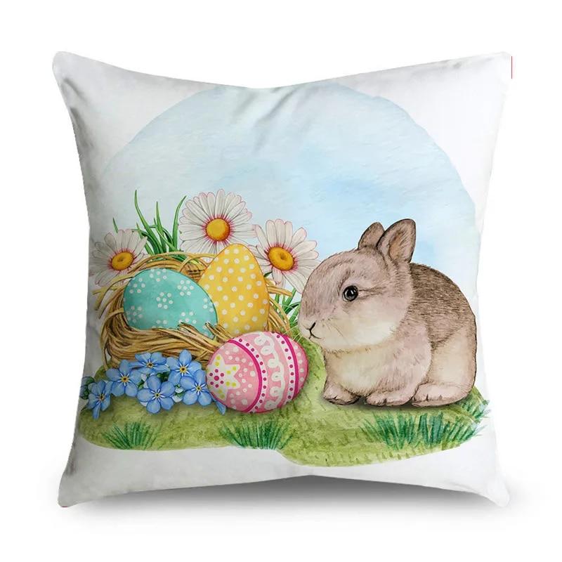 Пасхальное яйцо кролик цветочный узор наволочка диван украшения праздничная атмосфера декоративная наволочка