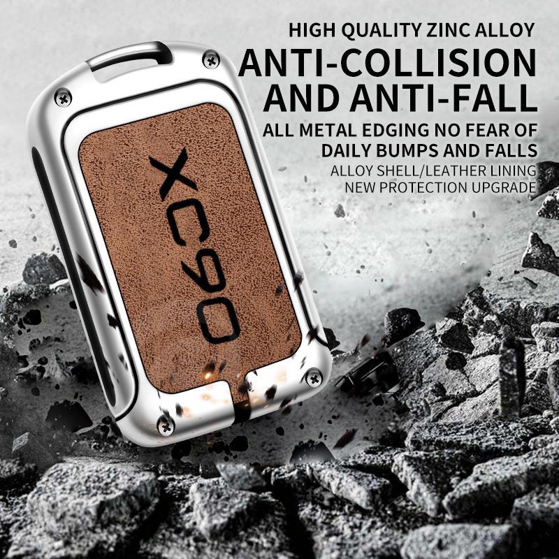 Чехол-крышка для корпуса автомобильного пульта-ключа из цинкового сплава для Volvo XC90, Защитная сумка для ключа с красивым брелоком, Аксессуары для стайлинга автомобилей без ключа