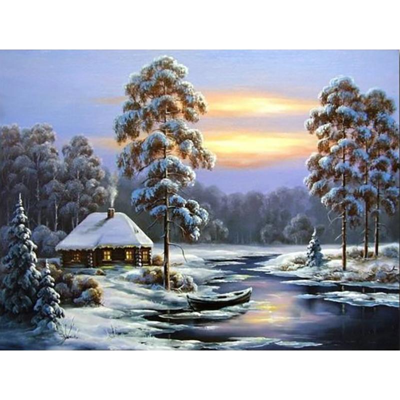 Снежный пейзаж «сделай сам», 5D алмазная живопись, полная круглая дрель, пейзаж, алмазная вышивка, набор для вышивки крестом, настенное искусство, домашний декор, подарок