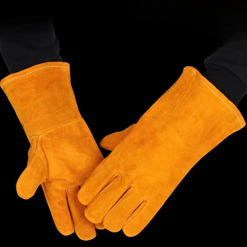 Длинные перчатки из воловьей кожи для электросварки, перчатки для сварки, теплоизоляции, защиты труда на сталелитейном заводе