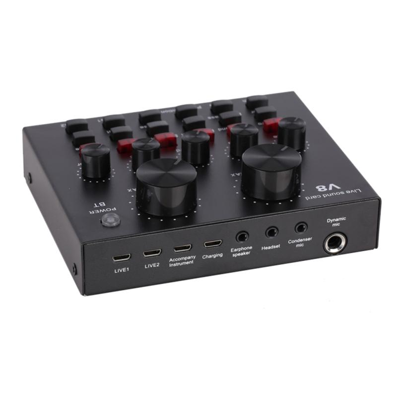 Многофункциональная звуковая карта V8 с аудиоинтерфейсом USB, интеллектуальный аудиомикшер с регулируемой громкостью