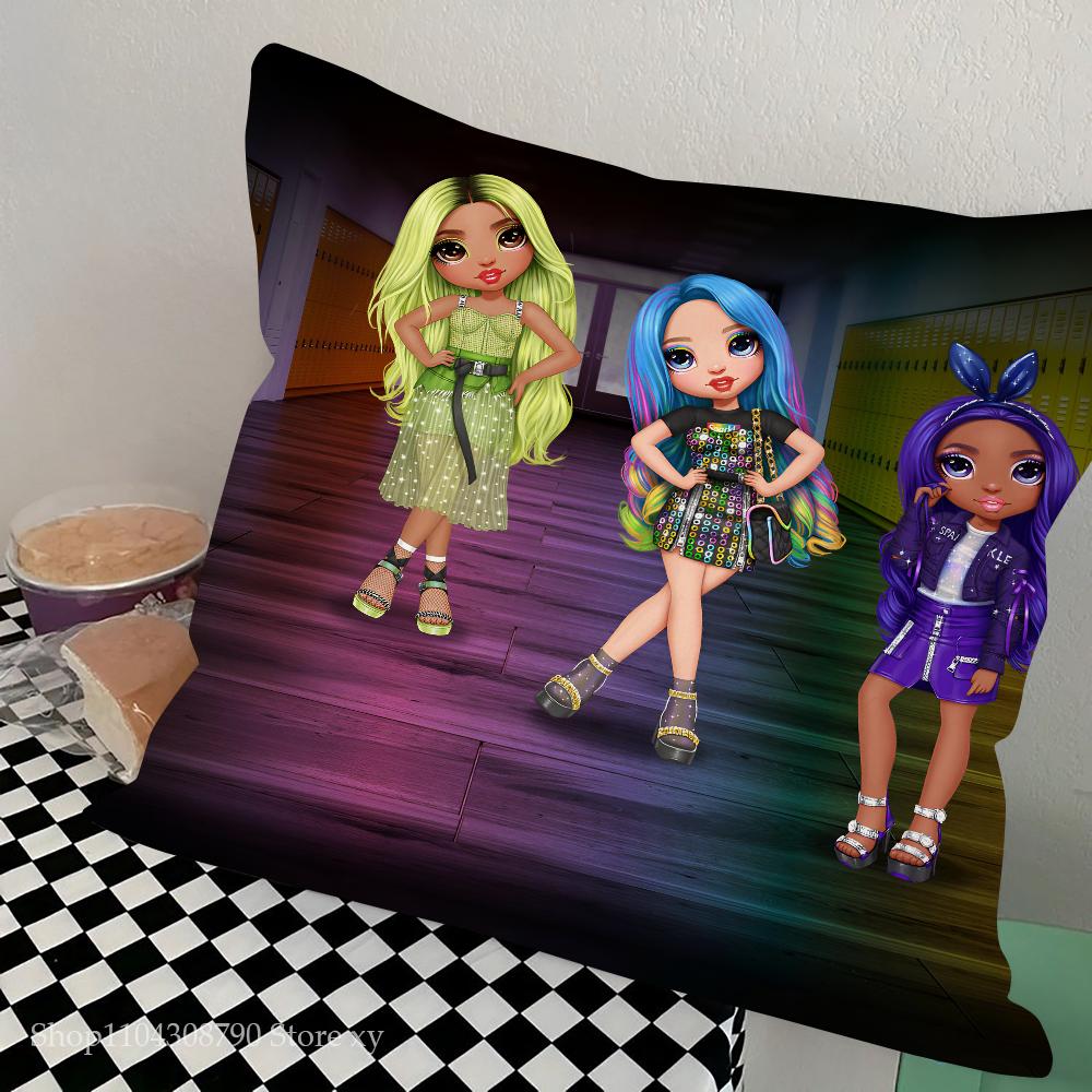 Аниме Радужные Высокие Куклы Наволочка Модная Квадратная Наволочка Спальня Диван Комната Ins Декор Подушка для Отдыха 40x40