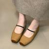 French Retro Mary Jane Women's Shoes Early Autumn 2025 New Pig Nose Square Head Shallow Mouth Single Shoes Inner Height Increase Small Leather Shoes