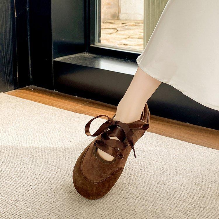 French Retro Style Bow Satin Band Ballet Shoes Mary Jane Shoes Soft Flat Comfortable Mary Jane Single Shoes Women