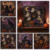 Spooky Cute Ghost Wall Art Halloween Pearl Painting Kit, 3D DIY Sparkling Bead Cat Crow Craft Kit for Adults, Fall Home Decor Handmade Supplies