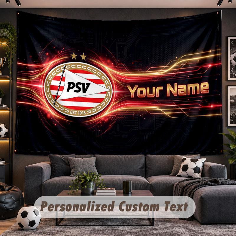Wall Hanging Tapestry Custom NamePSV Eindhoven FC Pattern Personalized Printed Fabric Wall Decor