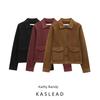 Kaslead New Arrival Women's Clothing Fashion Style Suede Texture Effect Long Sleeves Lapel Jacket 4344622