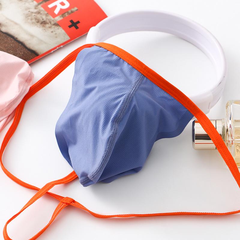 Мужские стринги с низкой посадкой из ледяного шелка с тонкими бретелями и U-образным гульфиком