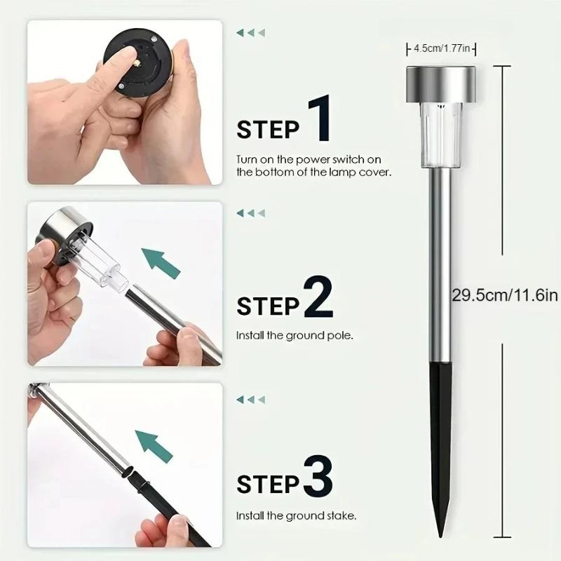 Светодиодный солнечный газонный светильник Водонепроницаемое ландшафтное освещение Белый/теплый белый Наружное освещение дорожек Садовые напольные светильники из нержавеющей стали RGB