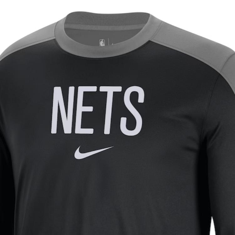 Nike Dri-Fit NBA Свитшот с круглым вырезом Реглан Длинный рукав Сезон 2024/25 Баскетбольная майка Brooklyn Nets Унисекс Топы FV1627-002