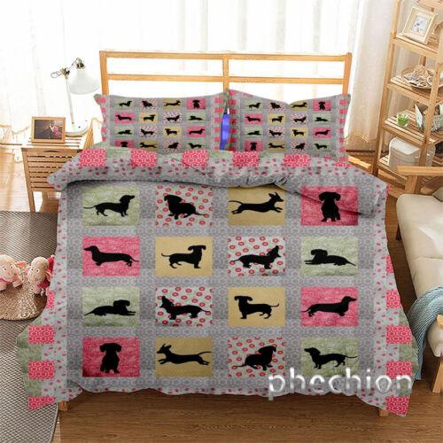 Пододеяльник и наволочка с 3D-таксой, комплект постельного белья для одной двуспальной кровати размера «queen-size»