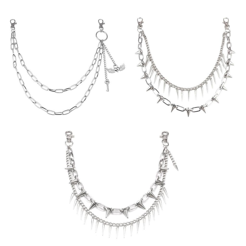 Цепь для брюк Панк Цепь для джинсов Кошелек Ювелирные изделия Унисекс Украшение для брюк Эстетичная цепь в виде сердца и крыльев для вечеринки/повседневной носки