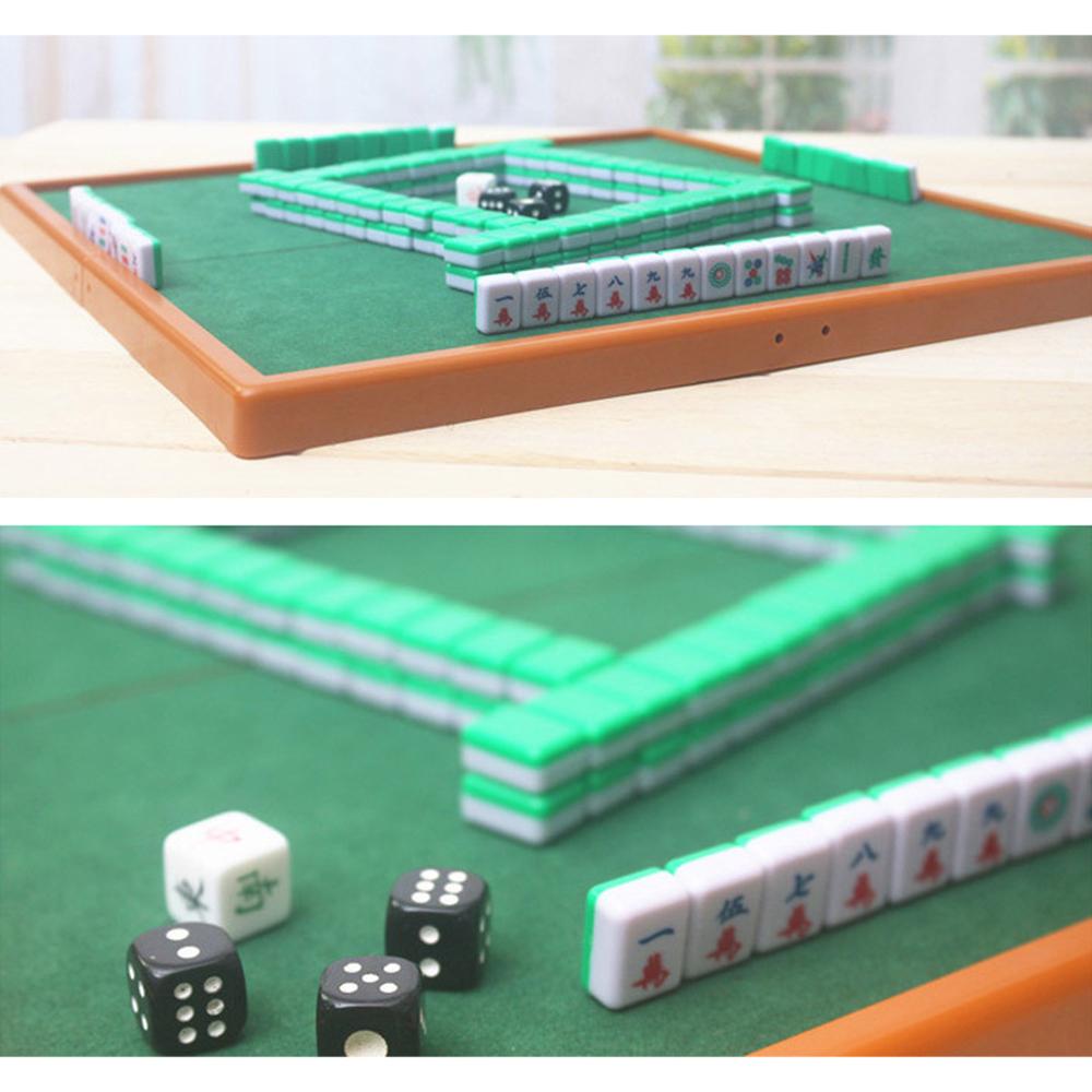 Mini Mahjong Set with Folding Mahjong Table Portable Mah Jong Game Set For Travel Family Leisure