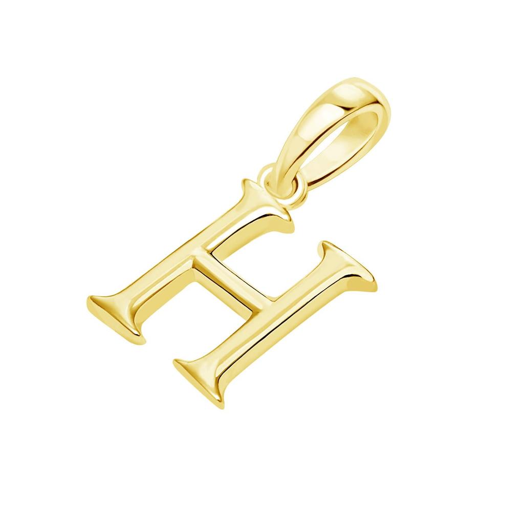 Lala Christie Initial Pendant Necklace, 18K Yellow Gold, Charm, H, for Men and Women