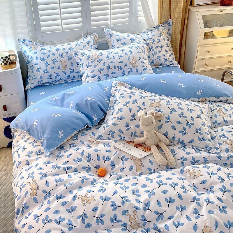 Комплект из четырех простыней, постельное белье, пододеяльник из стираного хлопка с пескоструйной обработкой, простыня, односпальное одеяло для спальни, комплект из трех предметов