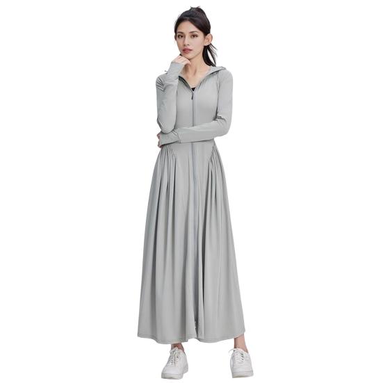 Women's Sun Protection Hoodie Coat Full Body Cooling Sunscreen Clothing Long Sleeve Swimsuit Cover Up Dress for Summer Beach Fishing Hiking