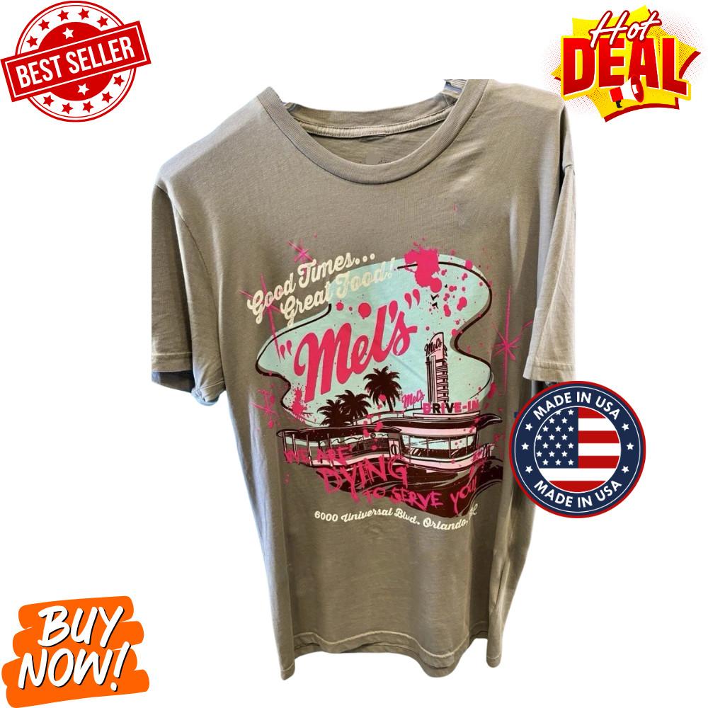 Universal Halloween Horror Nights 2025 Mel’s Die In Diner Shirt New Apparel Unisex T-Shirt