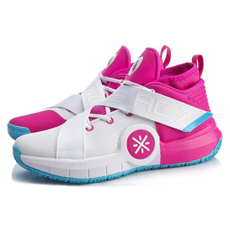 Li Ning All City 7 Липучки Высокие Баскетбольные Кроссовки Мужские Бело-Розовые ABAP105-6