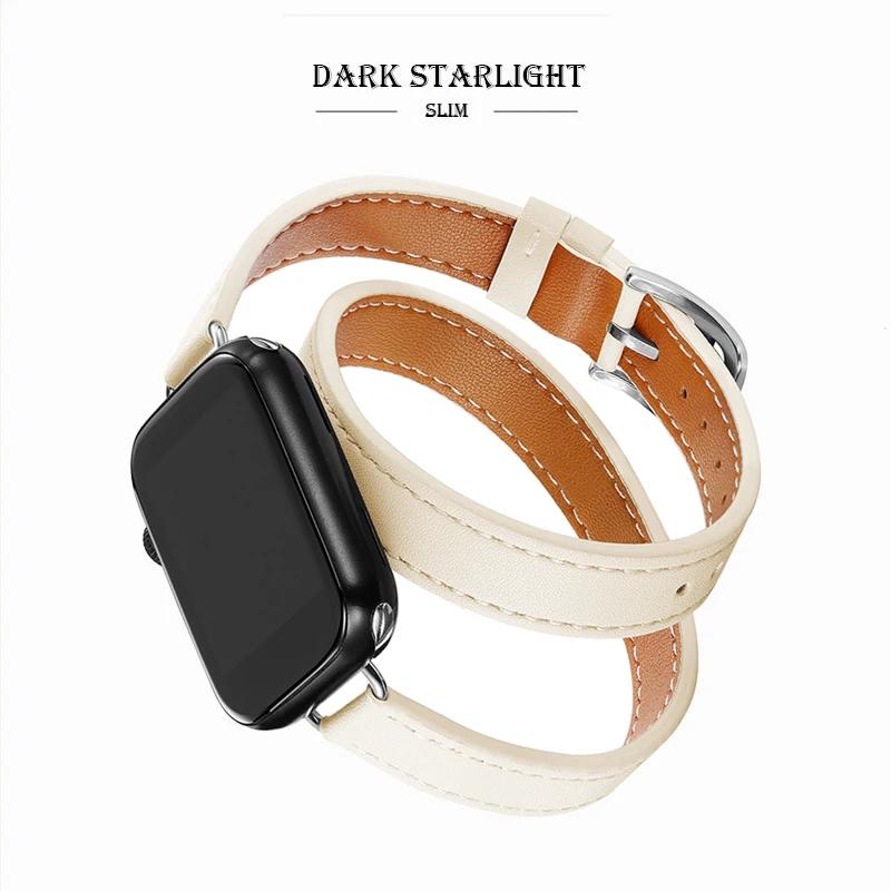 Кожаный ремешок для Apple Watch Band 49мм 41мм 45мм 40мм 44мм Correa Для IWatch Серии 9 8 7 6 SE 5 4 Ultra 2 Сменный браслет
