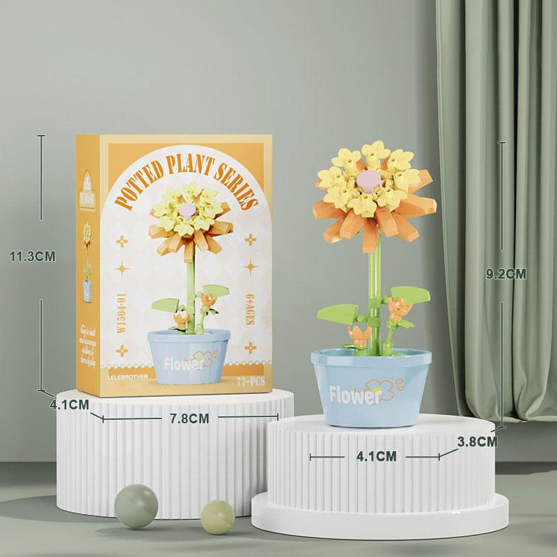 Букет Вечных Цветов Бонсай Комнатное Растение Модель Микро Строительные Блоки Украшение для Дома Головоломка Игрушки Детские Подарки на День Рождения Рождество