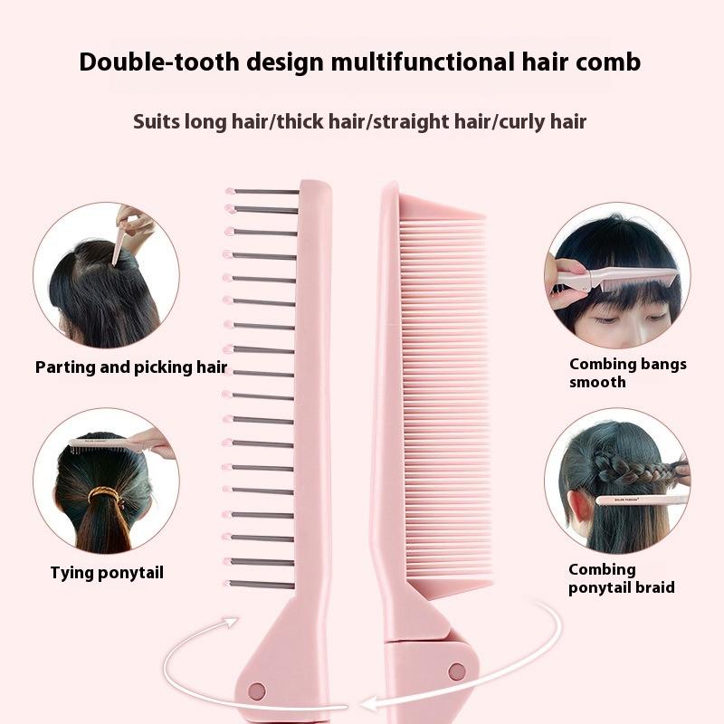 Двухфункциональная складная дорожная расческа, антистатический инструмент для кудрявых волос, мягкие зубчики для распутывания, портативная для девочек, принадлежности для укладки волос