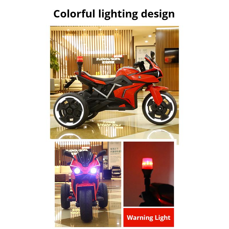 Детский электрический мотоцикл, трехколесный велосипед для мальчиков и девочек, перезаряжаемый велосипед-чоппер с дистанционным управлением и музыкой Bluetooth