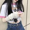 White Fingerless Gloves JK Knitted Sleeves Women Hip Hop Sunscreen Arm Protection Japanese Harajuku Gloves Keep Warm Gloves