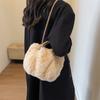 Simple Style of Plush Oblique Shoulder Pleated Bag with Advanced Design Daily Match New
