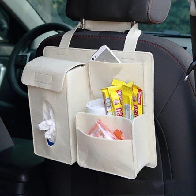 Multifunctional Car Seat Organizer Oxford Fabric Felt Car Back Multi Pocket Storage Bag with Tablet Holder Protector for Kids