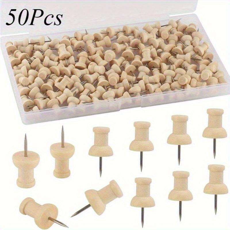 50Pcs Wooden Pushpin with Storage Box Decorative Pushpin Wooden Pushpin Is Used for Decoration of Billboard Process Items