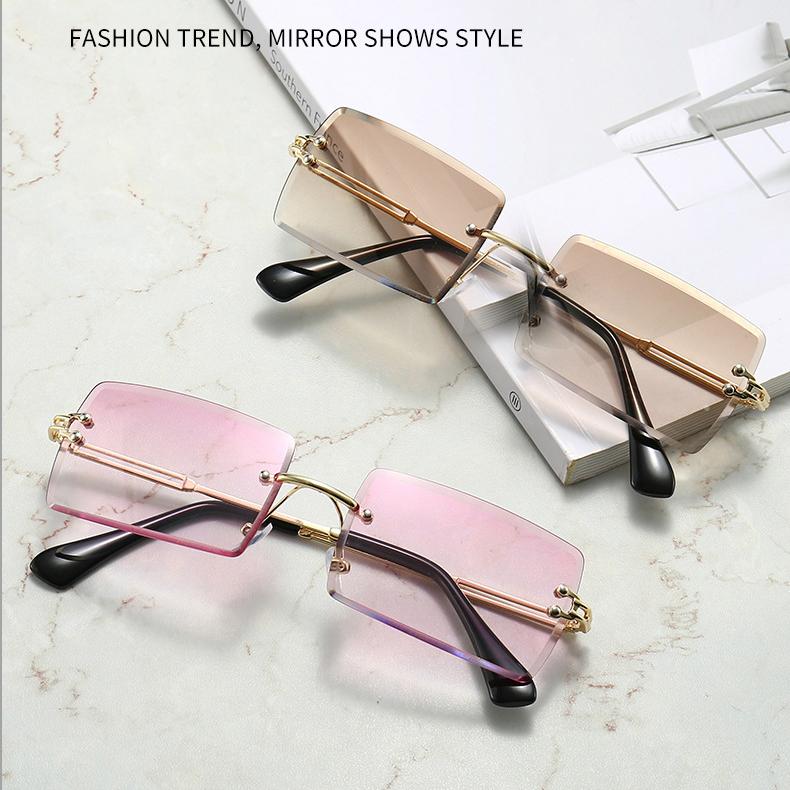 Популярные очки с антибликовым покрытием, солнцезащитные очки без оправы, высокое качество, модные женские модные очки UV400, прямоугольные, поставка