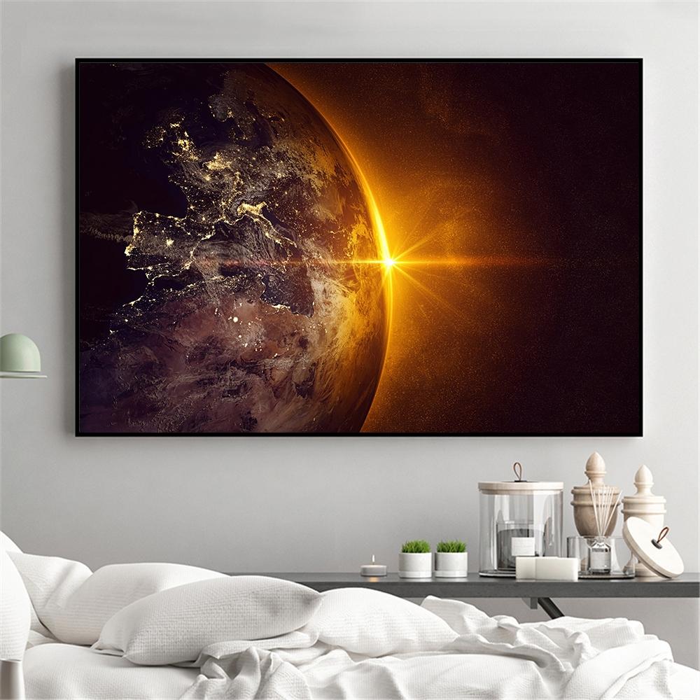 Galaxy Stars Posters And Prints On Canvas Astronaut's Planet Hole Space Painting Universe Earth Wall Home ation Picture