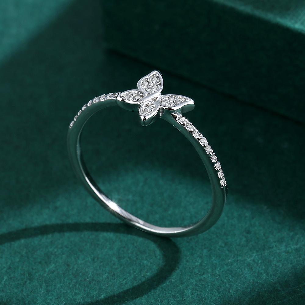 Fashion Butterfly Couple 925 Sterling Silver Ring for Women Small Zircon Diamond Wedding Engagement Gift Jewelry