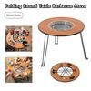 Folding Barbecue Stove Outdoor Camping Tea Boiling Stove Wood Grain Round Folding Table Picnic BBQ Stove