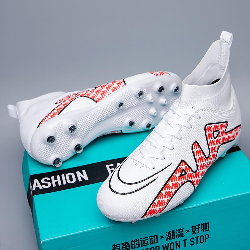 New Football Shoes Men's High-top Adult AG Spikes Artificial Grass Game Training Shoes C Romesi Sneakers Broken Nails