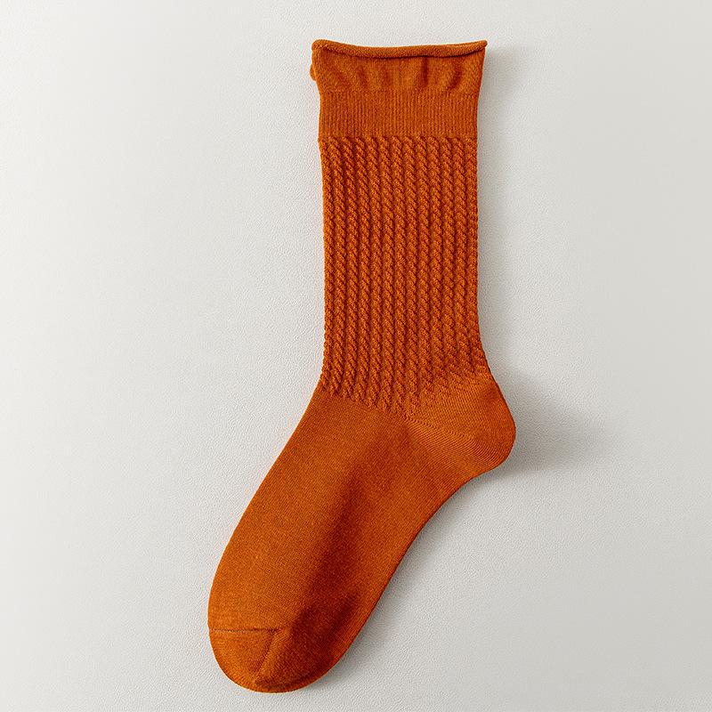 Женские весенне-осенние носки-гольфы из чистого хлопка, цветные, с подвернутым краем, свободные, дышащие, тонкие, бесшовные.