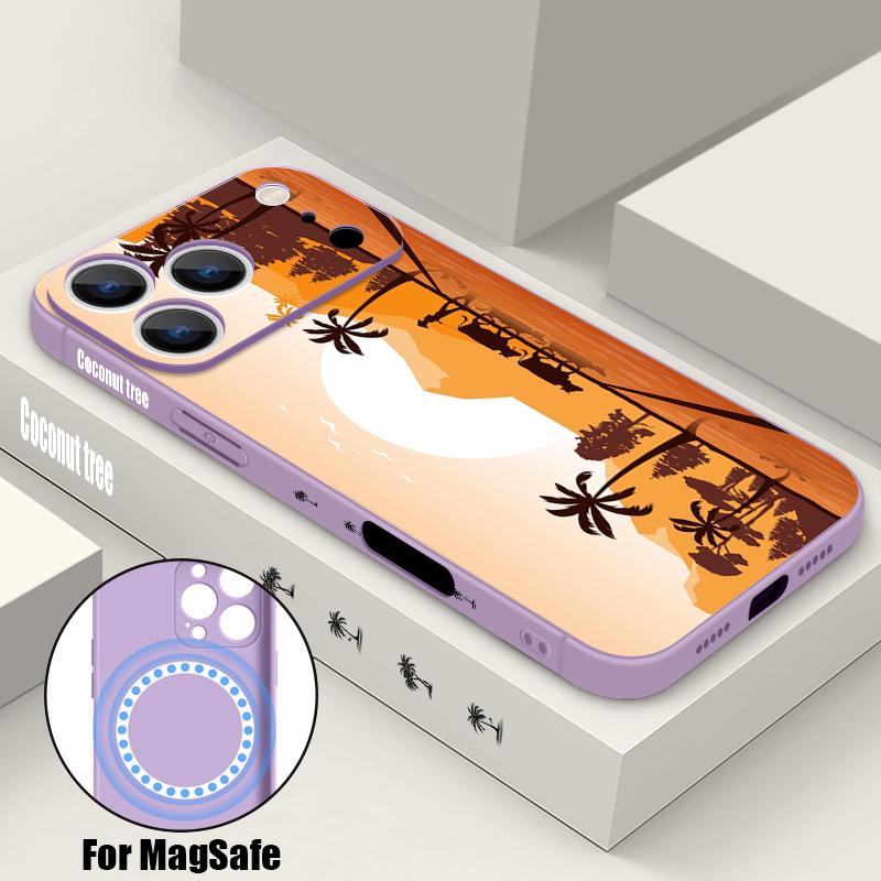 Магнитный чехол For Magsafe для iPhone 17 Pro Max с принтом «Морской Кокос», мягкий силиконовый задний чехол для телефона для iPhone 16 15 14 13 Pro Max 16e 17e