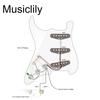 Musiclily Basic ST Pickguard for Fender Stratocaster Electric Guitar with SSS Pickup Set 11-Hole Pre-Wired Single-Coil Set, Black, 3-Piece
