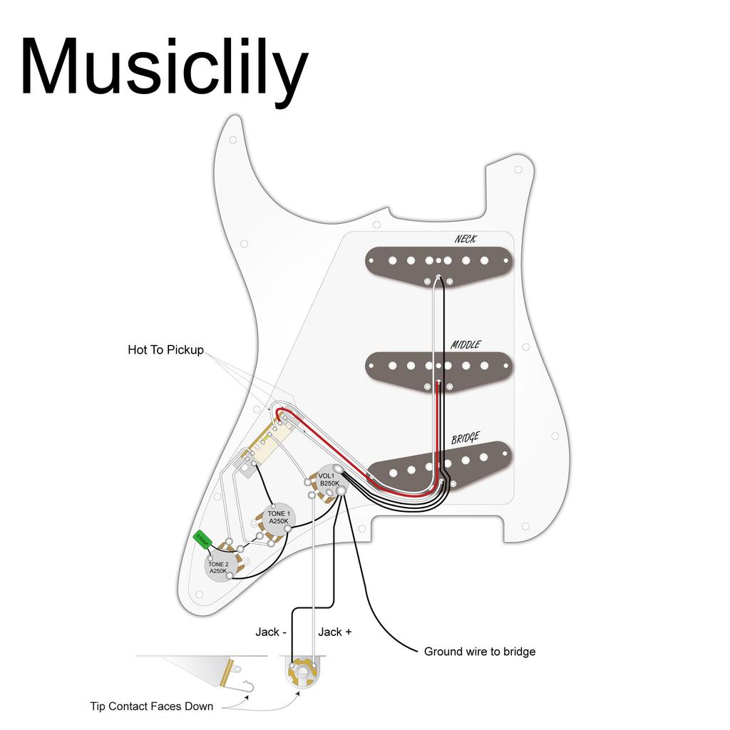Musiclily Basic ST Pickguard for Fender Stratocaster Electric Guitar with SSS Pickup Set 11-Hole Pre-Wired Single-Coil Set, Black, 3-Piece