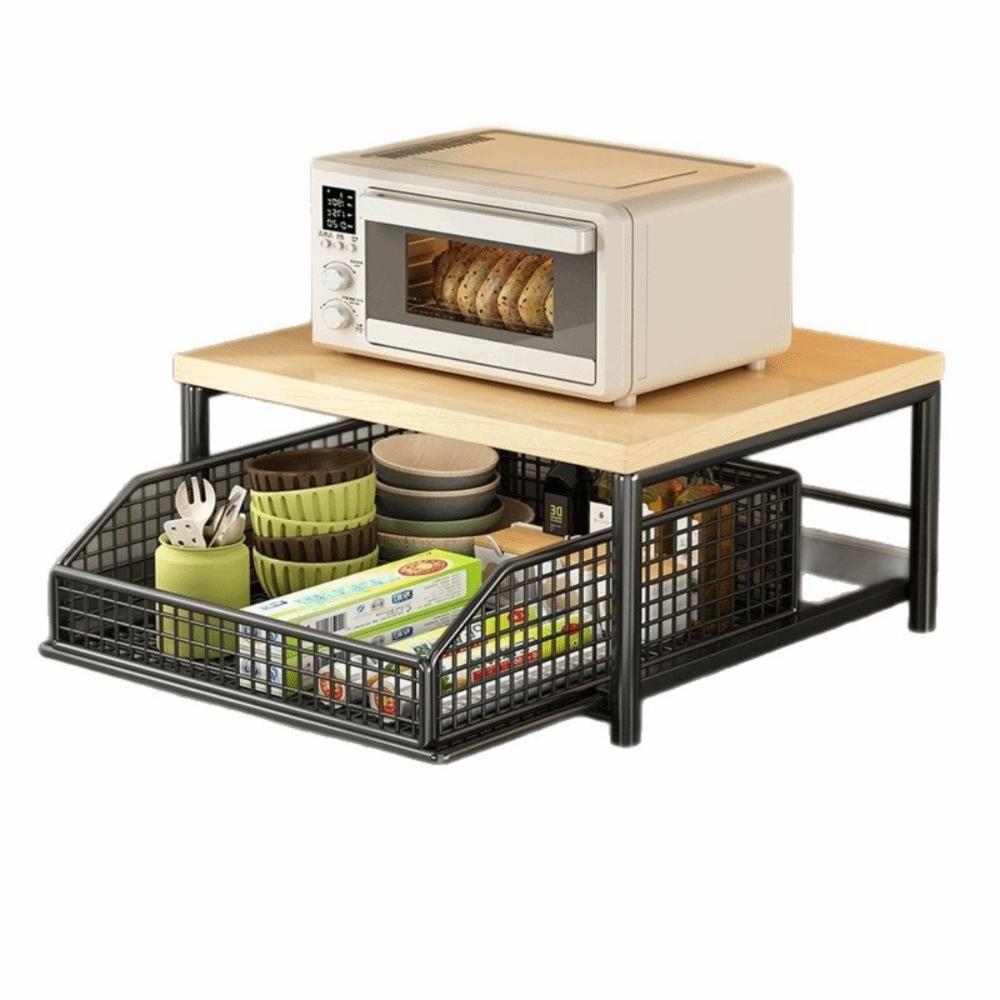 Multi-Functional With Drawers Microwave Stand Space Saving Countertop Storage Multi-Appliance Rack Microwave Rack Rice Cooker