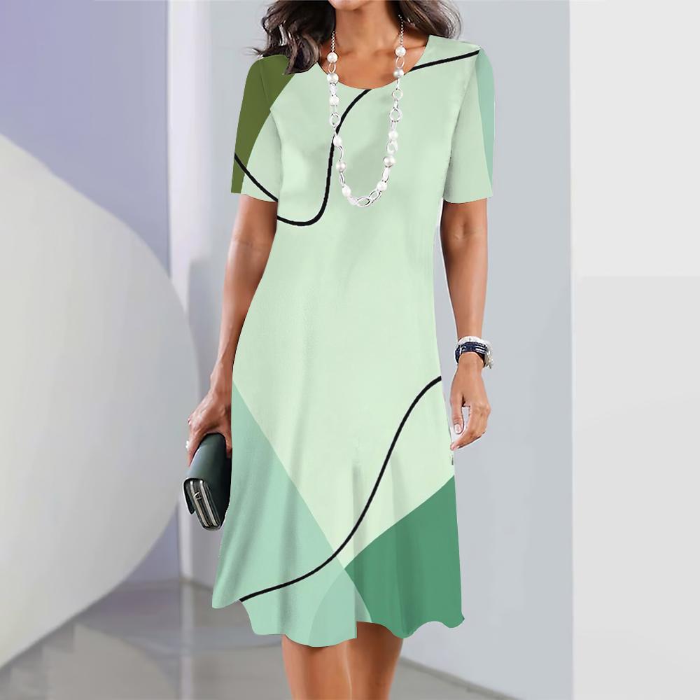 Новые платья с геометрическим принтом, элегантные платья, летние платья, одежда больших размеров для женщин