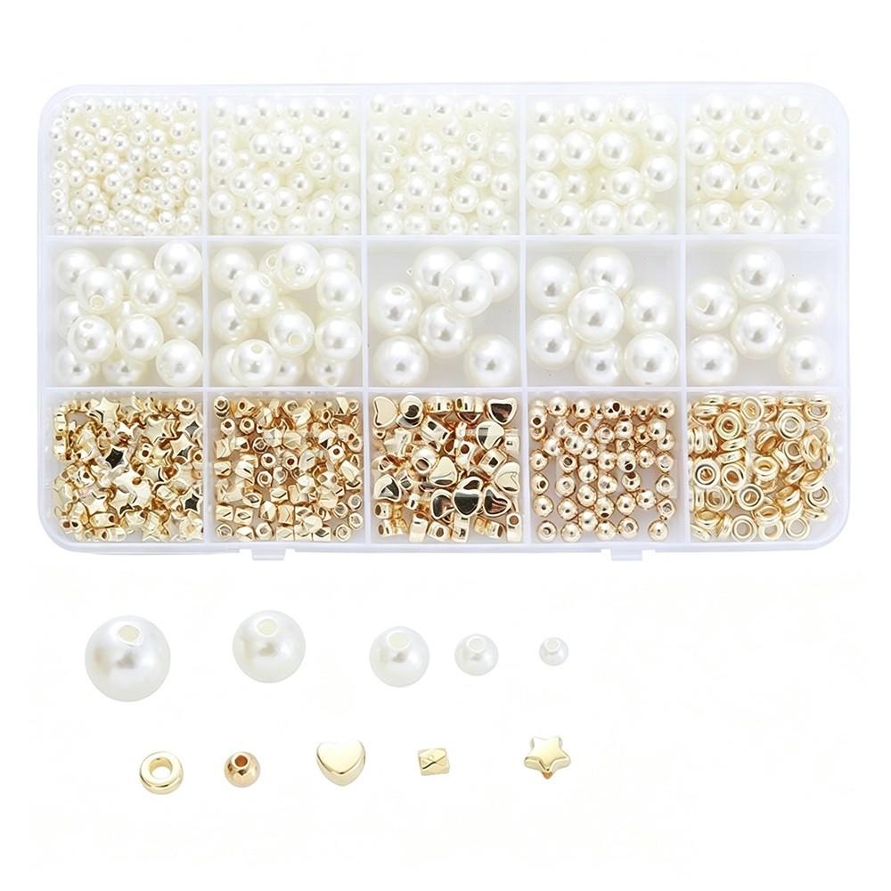 1890pcs 4/6/8/10/12mm Size DIY Bracelet Beads with Gold Beads Crafting Beads for Necklaces