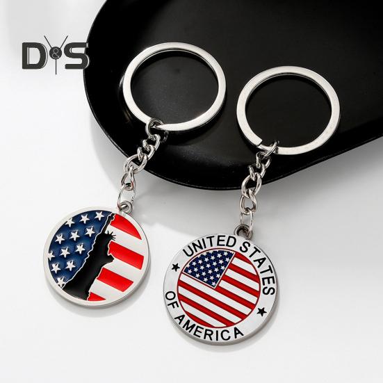 1/4 шт. Сохраните Америку великой снова, брелок в форме креста Богини с узором флага США, металлический брелок для политических энтузиастов