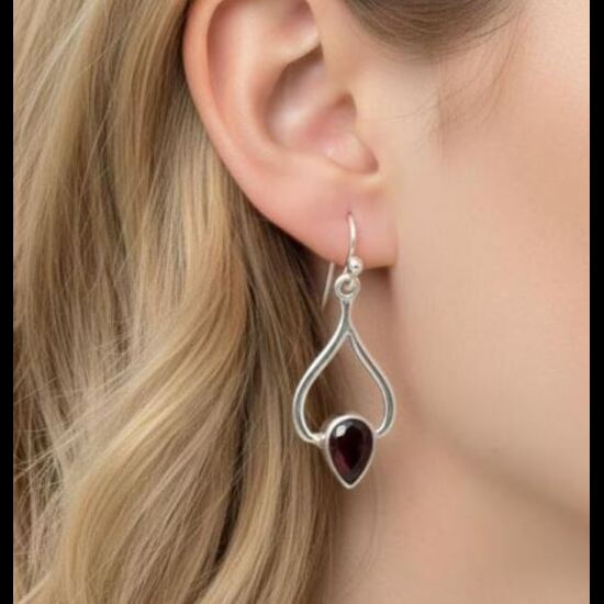 Solid 925 Sterling Silver Garnet Gemstone Women Dangle Drop Earrings Handmade Earrings Silver Jewelry